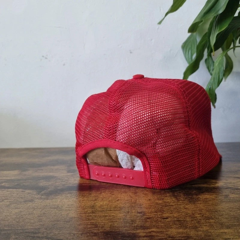 Vintage American Trucker Hat Snapback cap one size adjustable red Geyer rental service