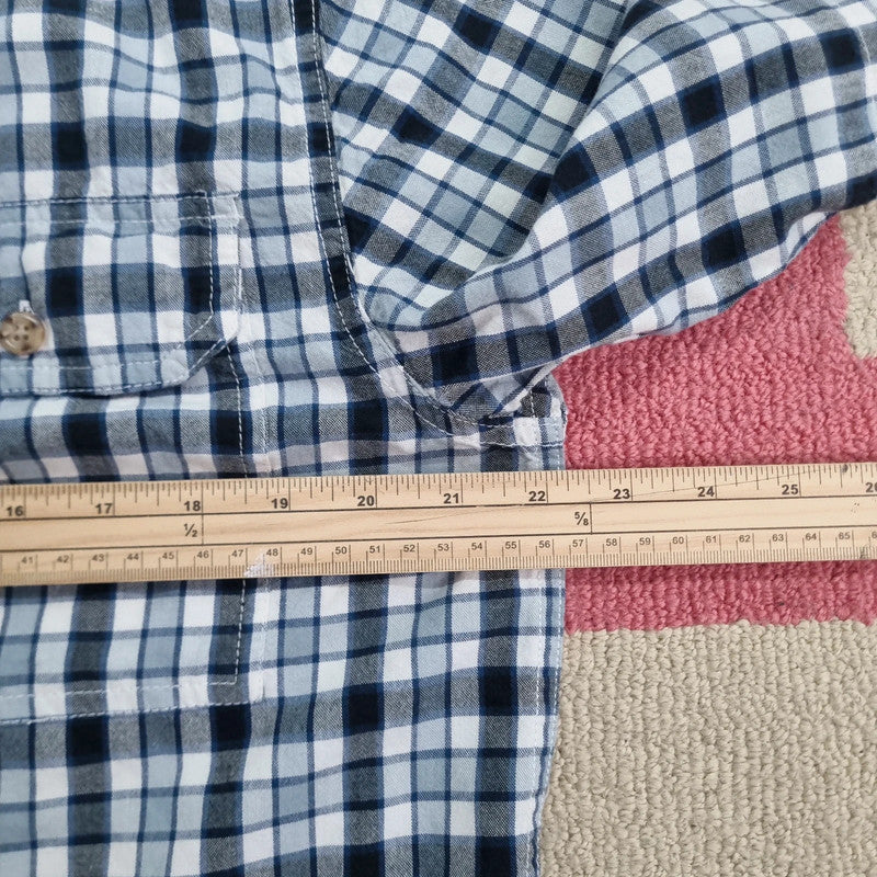 Carhartt Boxy Fit Cropped Shirt Short Sleeve Medium check Blue Button Up Skater Y2K Surf