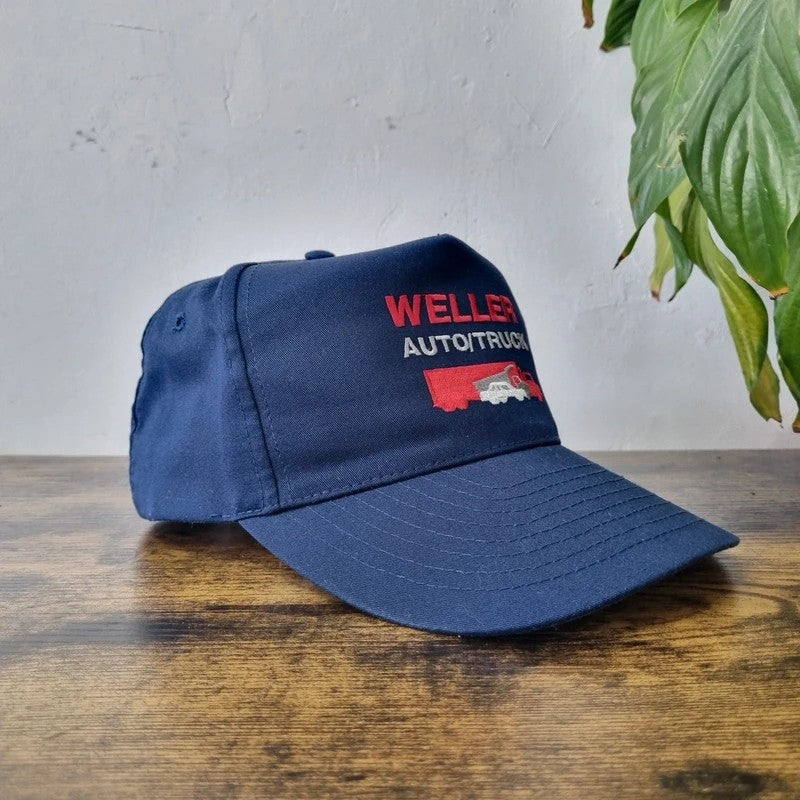 Vintage American Baseball Hat Snapback cap one size adjustable navy weller Auto Truck