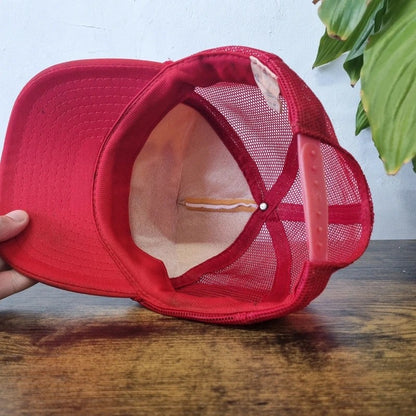 Vintage American Trucker Hat Snapback cap one size red white san bonito concrete mixer