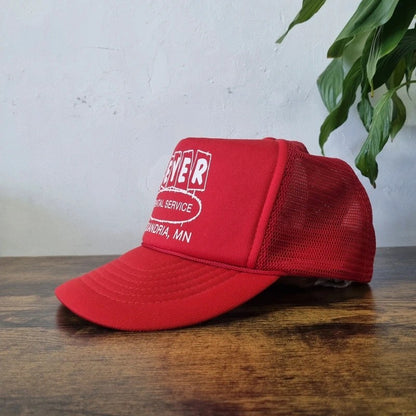 Vintage American Trucker Hat Snapback cap one size adjustable red Geyer rental service