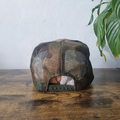 Vintage American Trucker Hat Snapback cap one size adjustable khaki camo buck busters deer