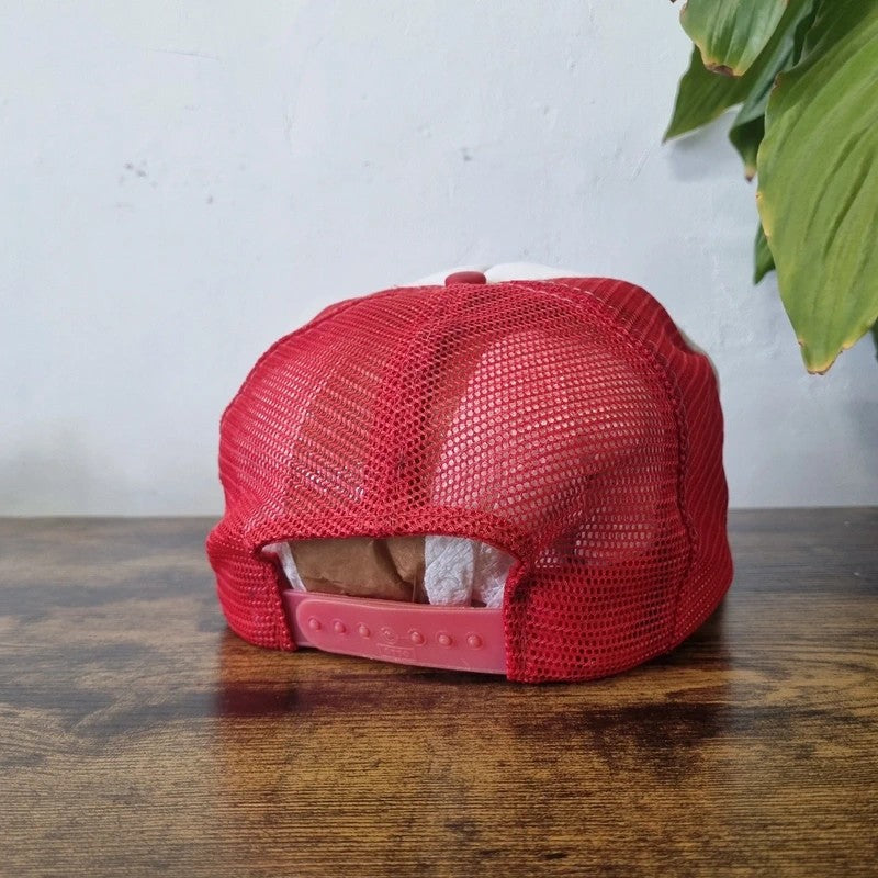 Vintage American Trucker Hat Snapback cap one size red white san bonito concrete mixer