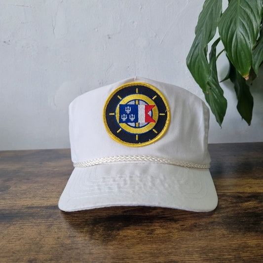 Vintage American Trucker Hat Snapback cap one size adjustable white captain nautical