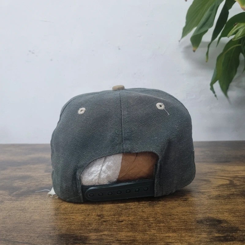 Vintage American Baseball Hat Snapback cap one size adjustable green beige Kenmode film