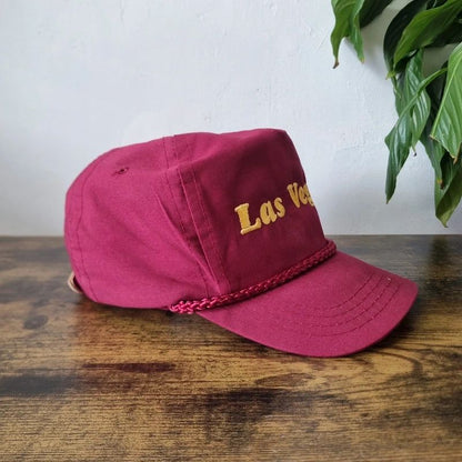 Vintage American Trucker Hat Snapback cap one size adjustable burgundy las vegas