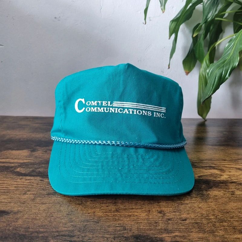 Vintage American Trucker Hat Snapback cap one size adjustable green comtel communication