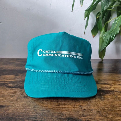 Vintage American Trucker Hat Snapback cap one size adjustable green comtel communication