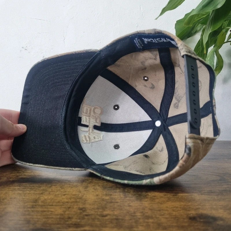 Vintage American Baseball Hat Snapback cap one size adjustable beige realtree camo alro steel
