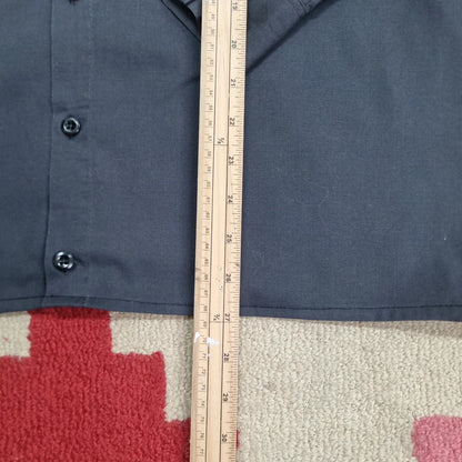 Vintage Dickies Boxy Fit Cropped Shirt long Sleeve Medium plain Grey Button Up Skater Y2K Surf