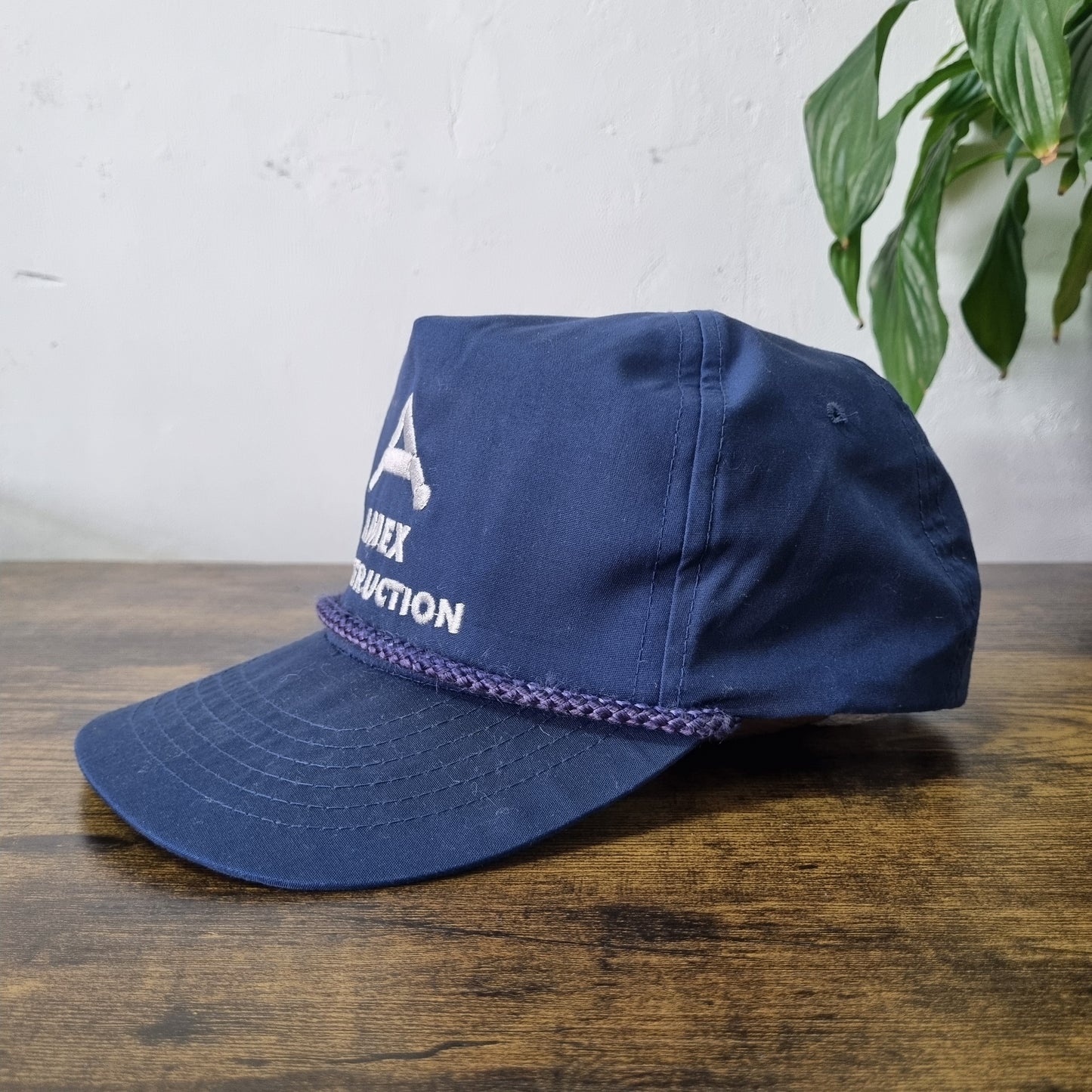 Vintage American Trucker Hat Snapback cap one size navy Amex Construction