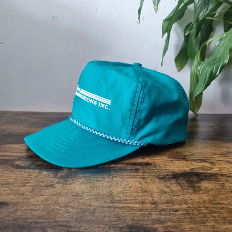 Vintage American Trucker Hat Snapback cap one size adjustable green comtel communication