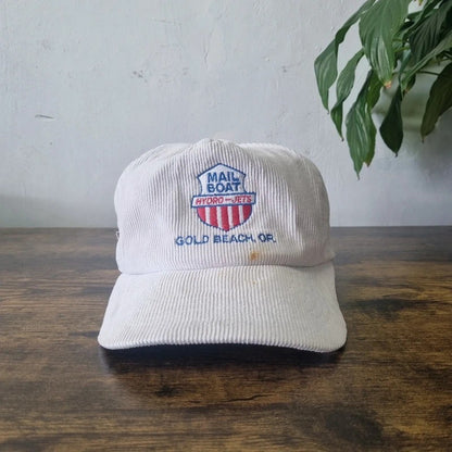 Vintage American Trucker Hat Snapback cap one size adjustable white mail boat
