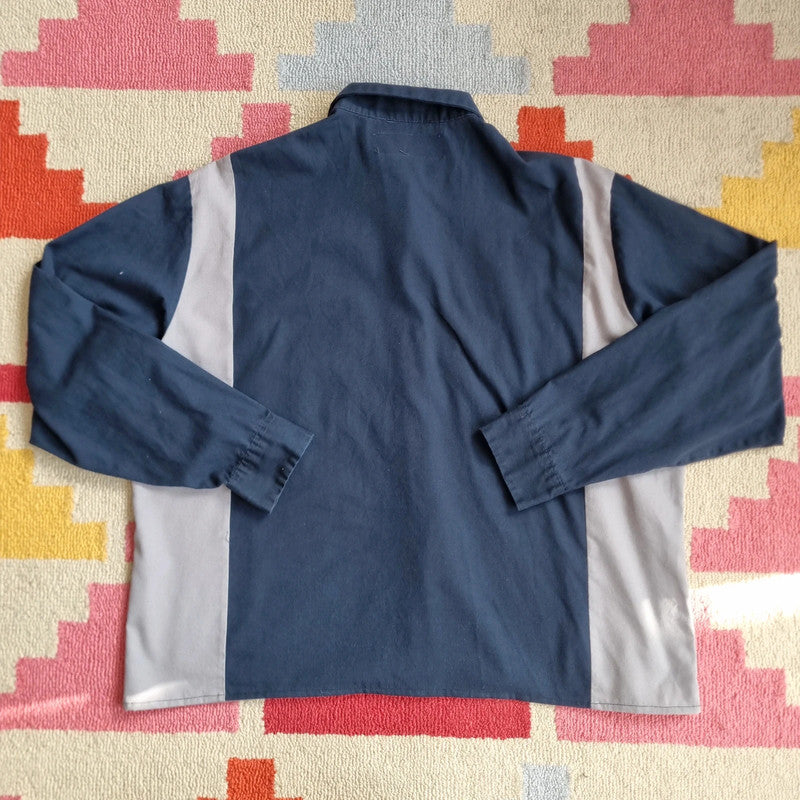 Vintage Dickies Boxy Fit Cropped Shirt long Sleeve XL plain Navy Button Up Skater Y2K Surf