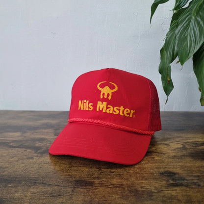 Vintage American trucker hat snapback cap mesh one size adjustable red yellow