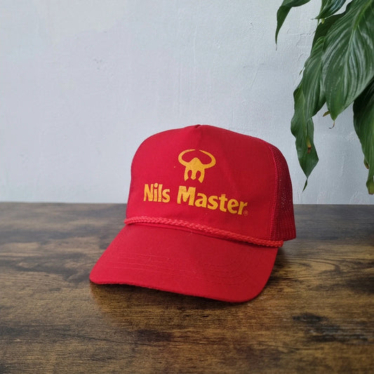 Vintage American trucker hat snapback cap mesh one size adjustable red yellow