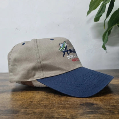 Vintage American Baseball Hat Snapback cap one size adjustable beige navy amigo truck