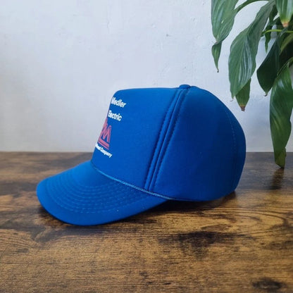 Vintage American Trucker Hat Snapback cap one size adjustable blue medley electric
