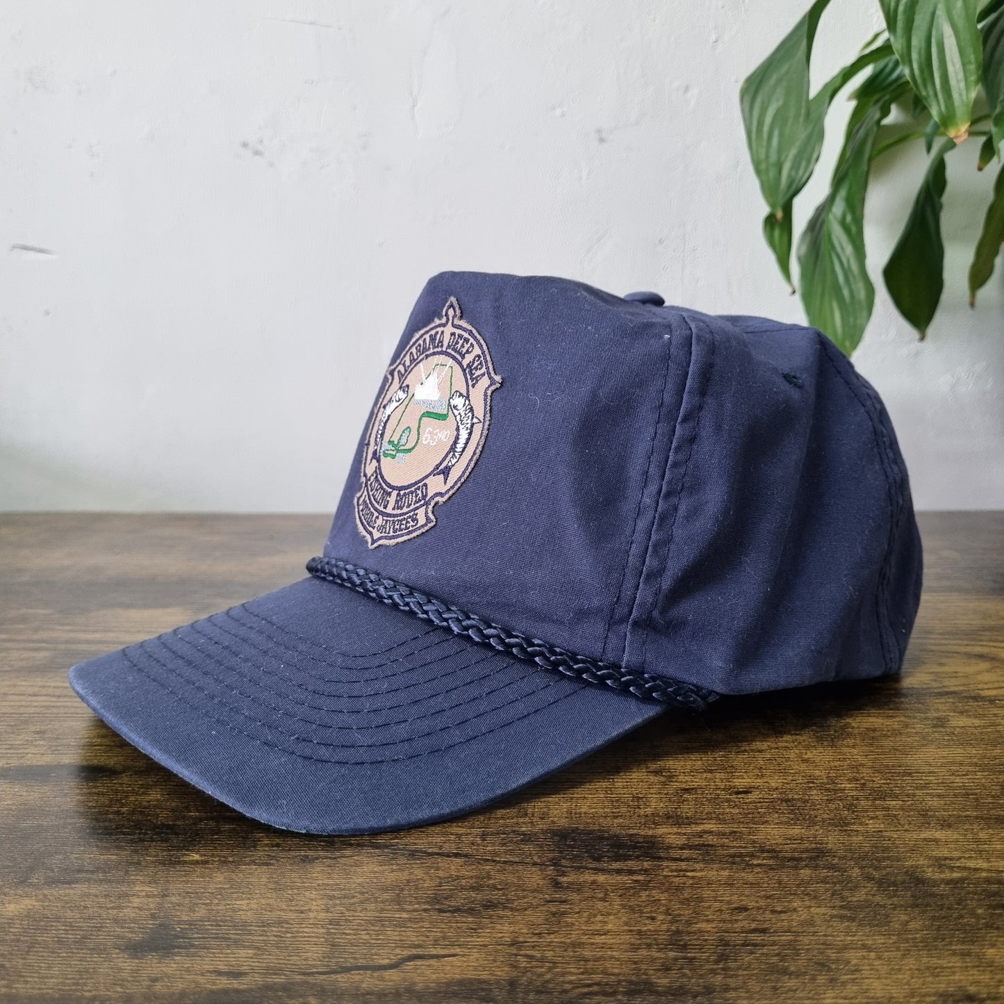 Vintage American Trucker Hat Snapback cap one size navy  alabama fishing rodeo