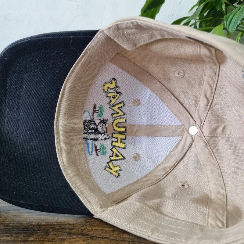 Vintage American Baseball Hat Snapback cap one size adjustable beige kahunas surf
