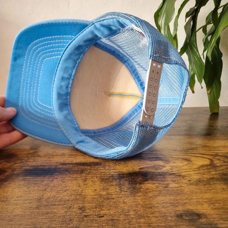 Vintage American Trucker Hat Snapback cap one size adjustable channel island light blue