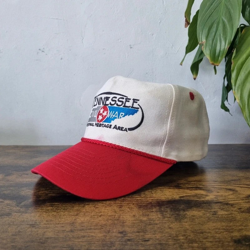 Vintage American Baseball Hat Snapback cap one size adjustable cream red tennessee