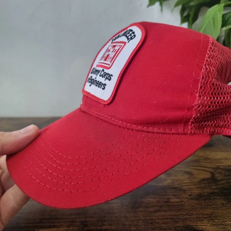 Vintage American Trucker Hat Snapback cap one size adjustable red us army engineers