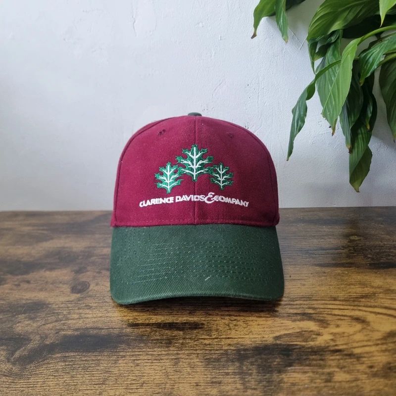 Vintage American baseball Hat Snapback cap one size adjustable burgundy green clearance davids