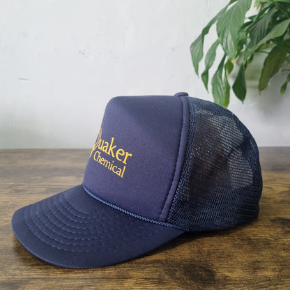 Vintage American Trucker Hat Snapback cap one size Navy Quaker chemical