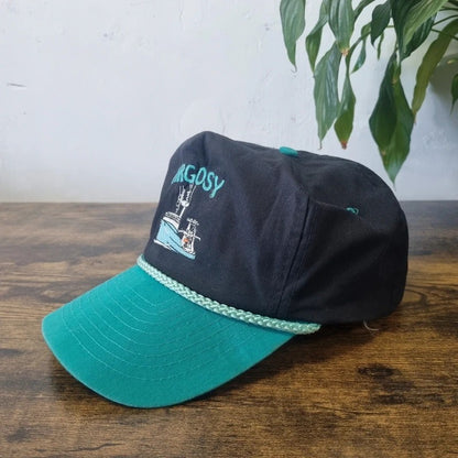 Vintage American Trucker Hat Snapback cap one size adjustable black green argosy ship