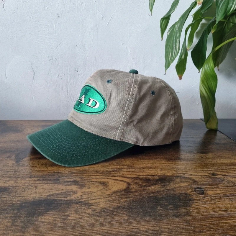Vintage American Baseball Hat Snapback cap one size adjustable beige green no 1 Dad