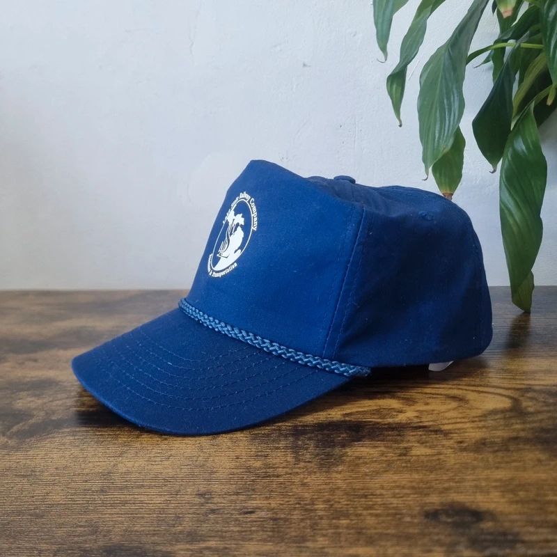 Vintage American Trucker Hat Snapback cap one size adjustable blue lake state railway