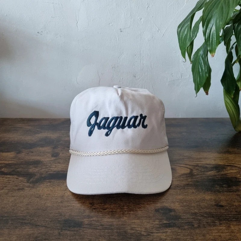 Vintage American Trucker Hat Snapback cap one size adjustable white Jaguar