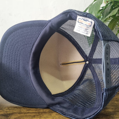 Vintage American Trucker Hat Snapback cap one size Navy Quaker chemical