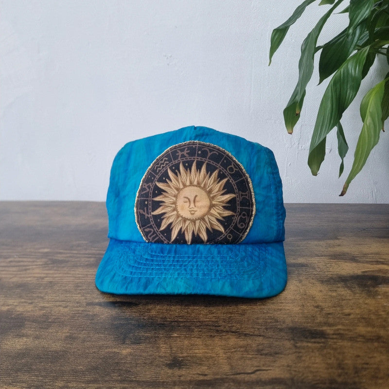 Vintage American Trucker Hat Snapback cap one size adjustable blue aztec sun