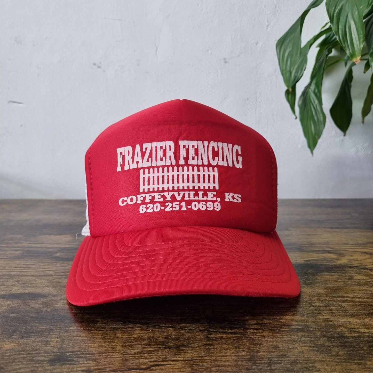 Vintage American Trucker Hat Snapback cap one size red white Frazer Fencing