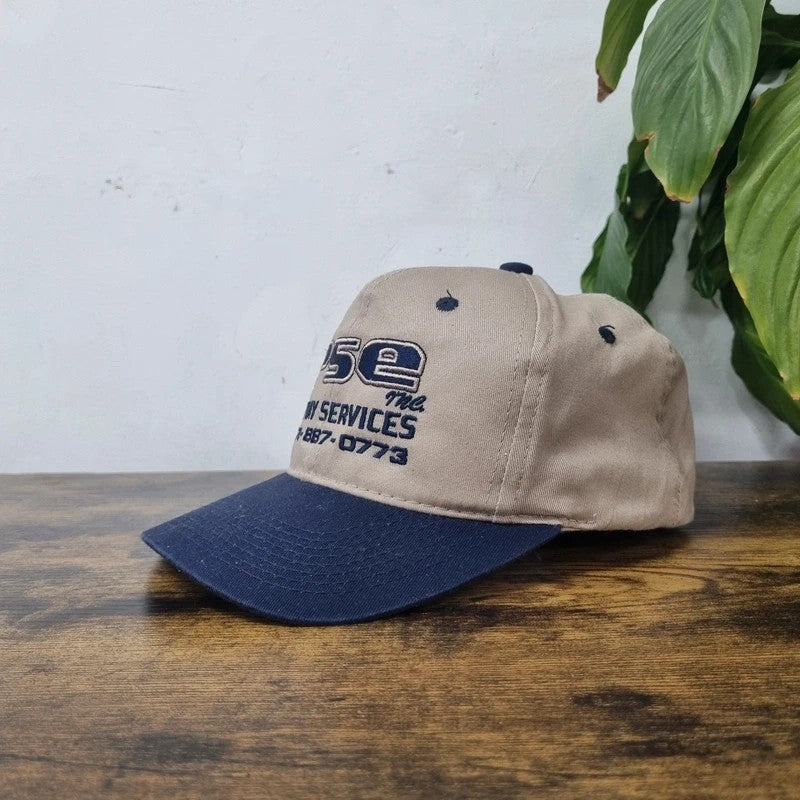 Vintage American Baseball Hat Snapback cap one size adjustable beige navy PSE spray service