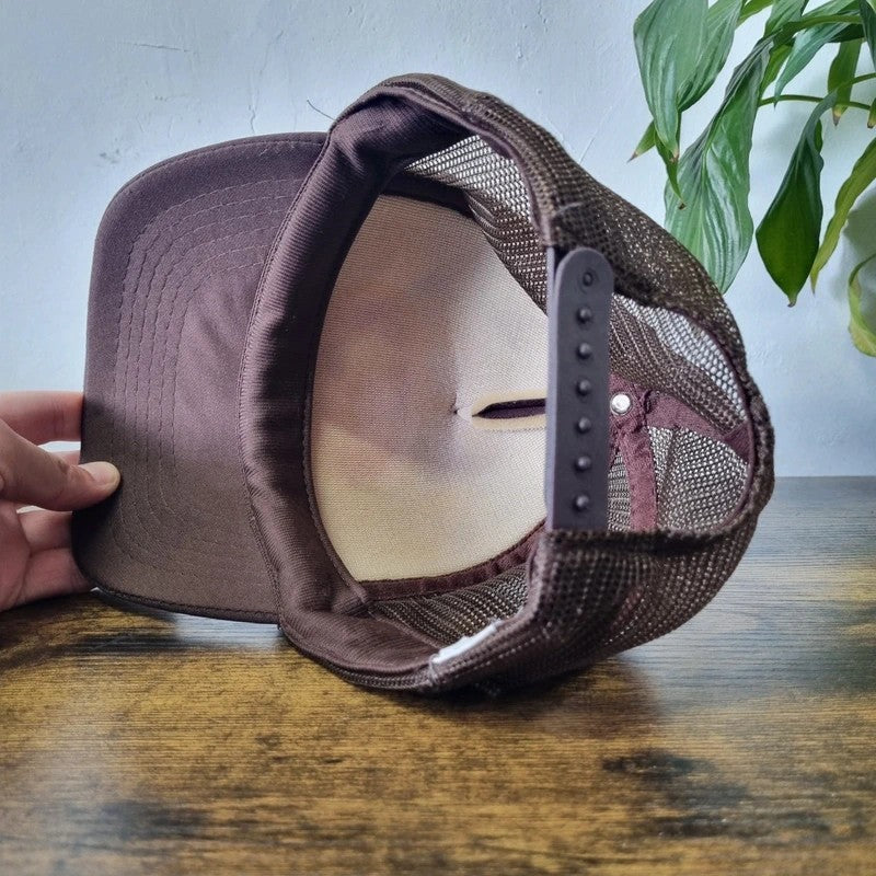 Vintage American Trucker Hat Snapback cap one size adjustable brown SD coffee pot