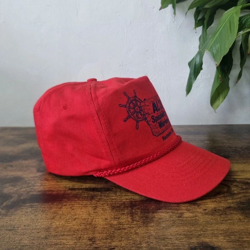 Vintage American Trucker Hat Snapback cap one size adjustable red Al's Marine