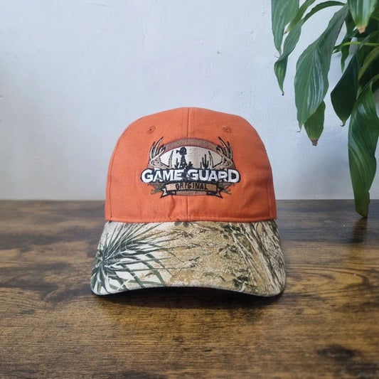 Vintage American Baseball Hat Snapback cap one size adjustable orange khaki game guard real tree