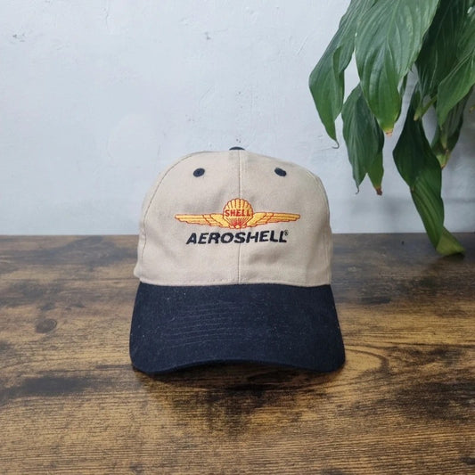 Vintage American Baseball Hat Snapback cap one size adjustable beige black shell  aeroshell plane