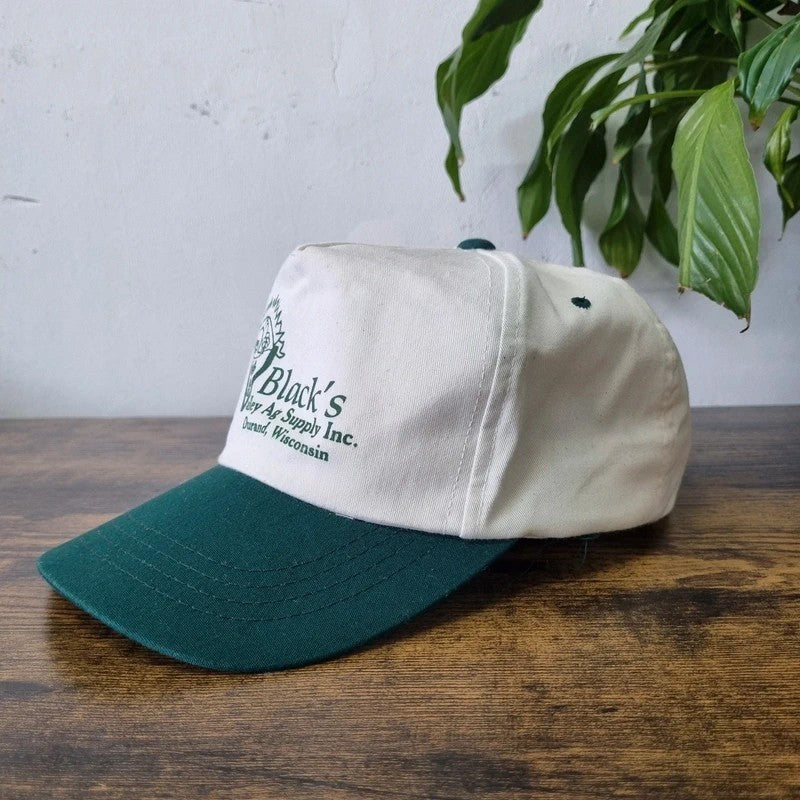 Vintage American Baseball Hat Snapback cap one size adjustable white green blacks valley