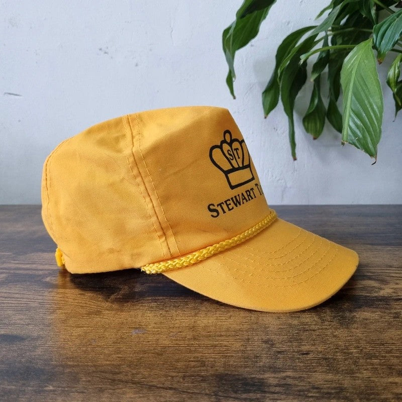 Vintage American Trucker Hat Snapback cap one size adjustable yellow steward tours