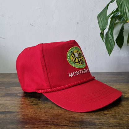 Vintage American Trucker Hat Snapback cap one size red Golden Tee golf monerey