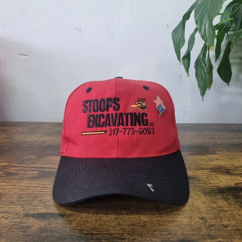 Vintage American Baseball Hat Snapback cap one size red excavating