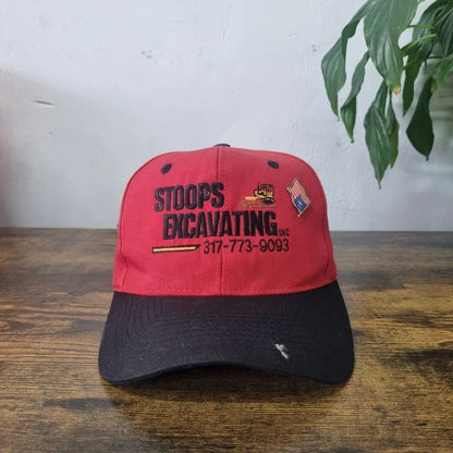 Vintage American Baseball Hat Snapback cap one size red excavating