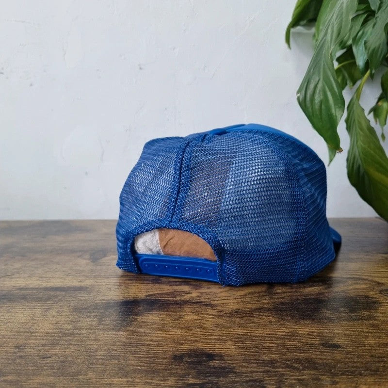 Vintage American Baseball Hat Snapback cap one size blue wine em dine em 69 em