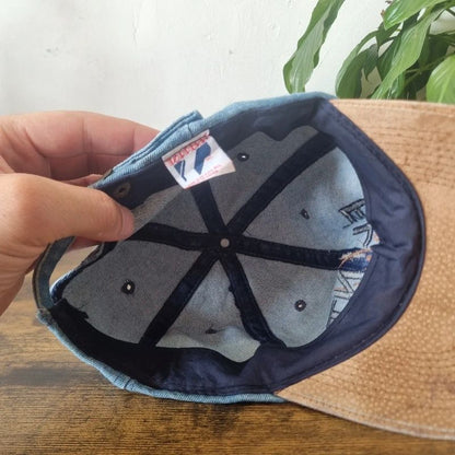 Vintage American denim baseball Hat Snapback cap one size blue brown flint auto auction