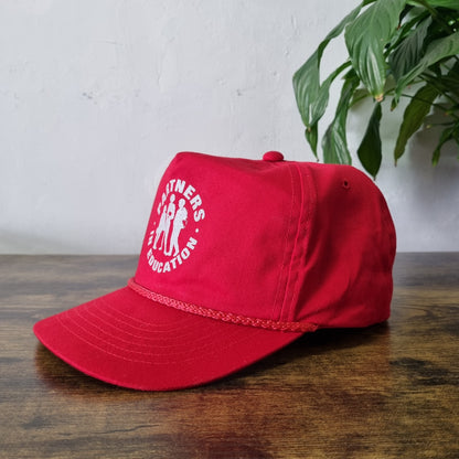 Vintage American Trucker Hat Snapback cap one size red partners in education