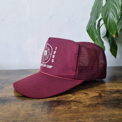 Vintage American Trucker Hat Snapback cap one size adjustable burgundy scout camp 96